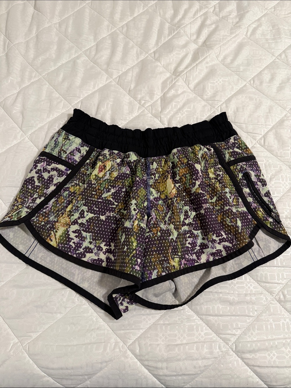 Lululemon Women’s Floral Athletic Shorts with Black Trim